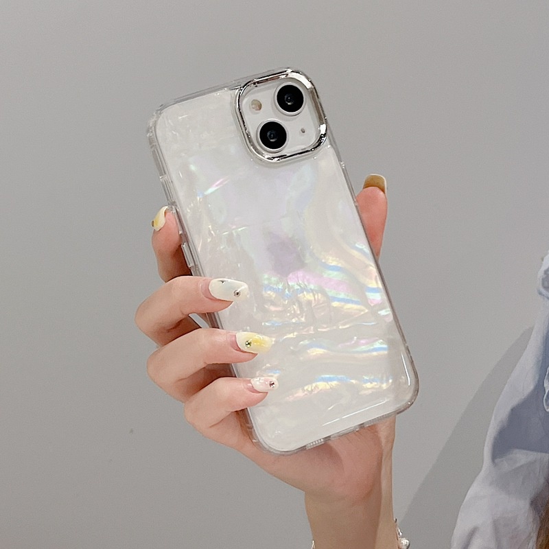 Silver Camera Colorful Shell Pattern Soft TPU Case HP iP iPhone 12 13 14 Pro Max 11 FTD Girl Woman Casing Apple