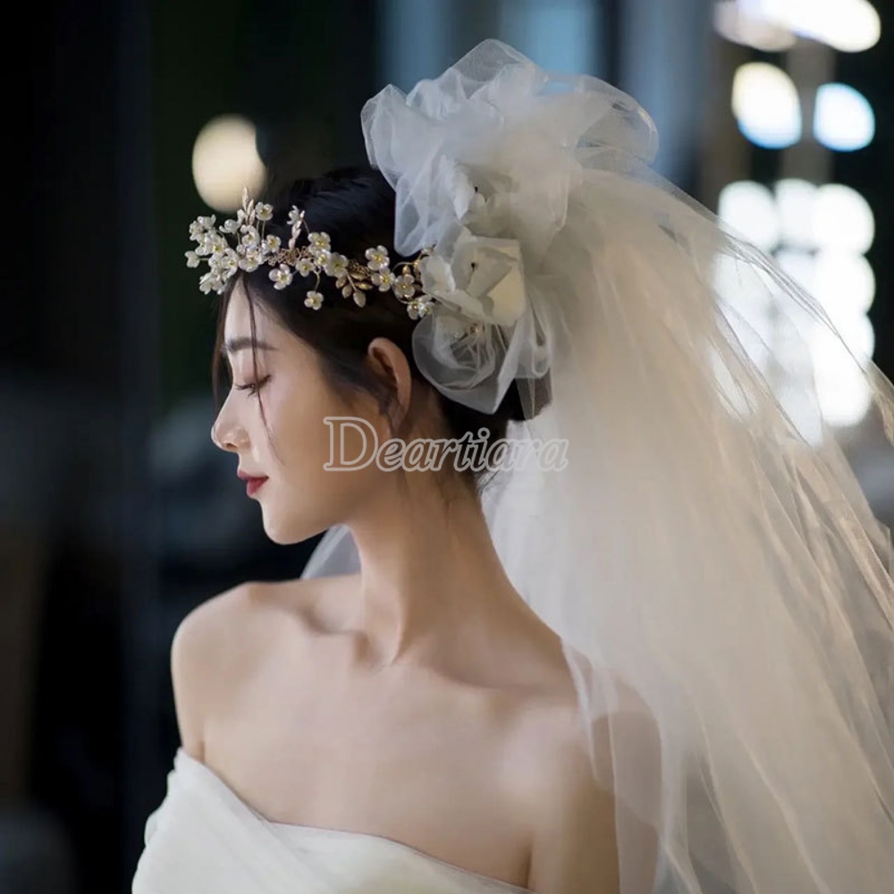 Bridal Wedding Headwear New Flower Handmade Hair Band Aksesoris Pernikahan Foto Studio Elegan