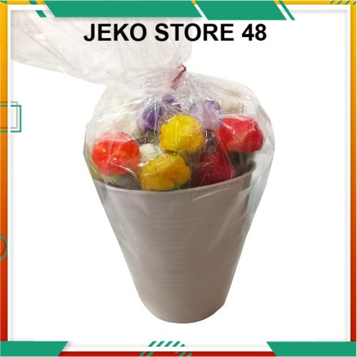 

Permen Lollipop Bunga Mawar berhadiah POT isi 20 pcs - kado hampers lebaran JK Jeko Store 48