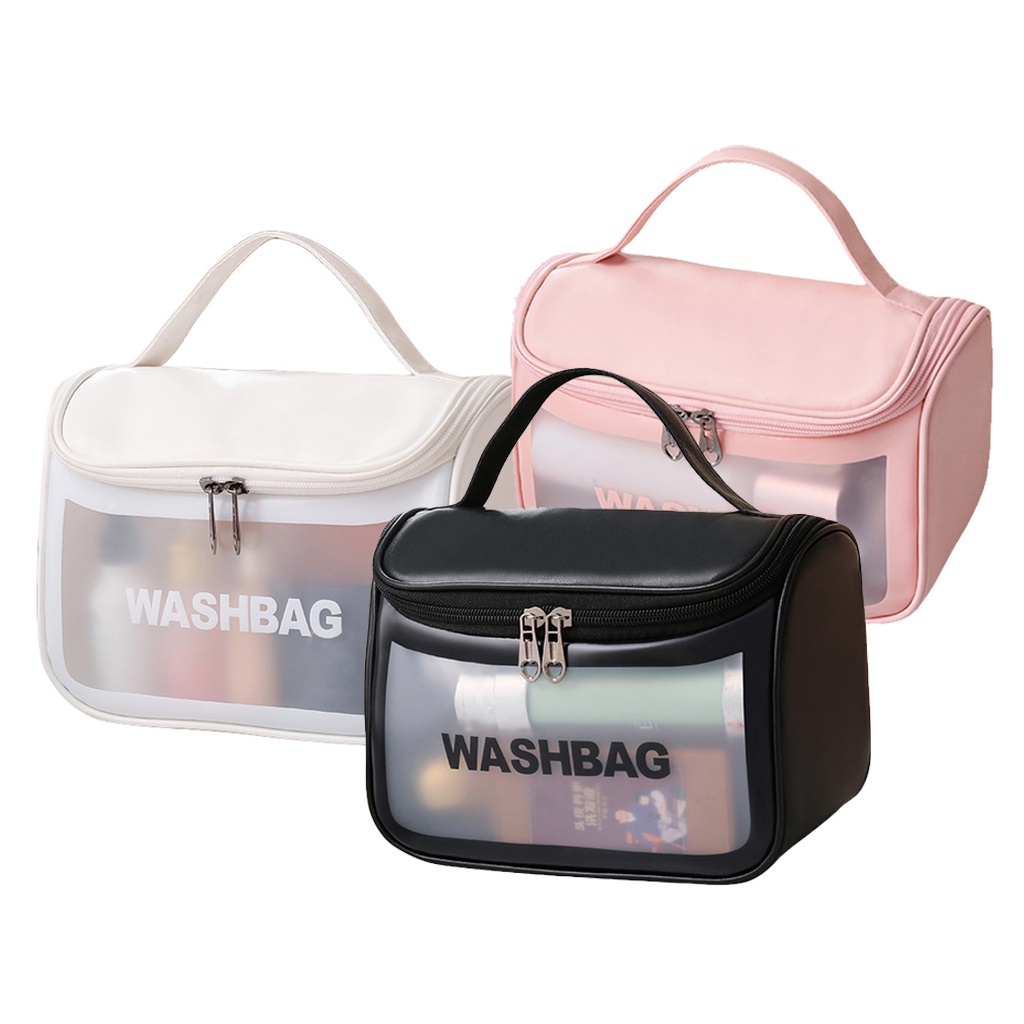 BRGUNIK Tas Kosmetik Besar / Pouch Makeup Jumbo / Tas Washbag Transparan Besar / Make up Transparan / Tas Kosmetik Waterproof / Pouch WashBag / Organizer Bag R902