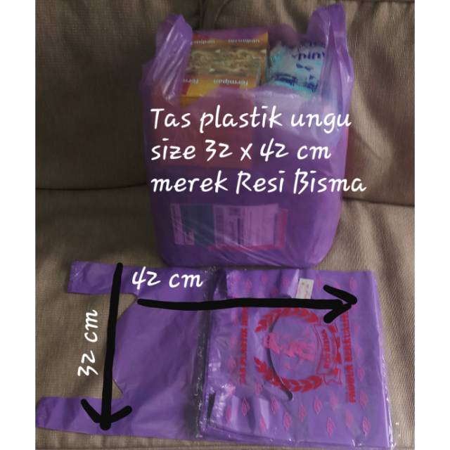 

Tas plastik ungu merek Resi Bisma. Produk berkualitas. ukuran 32 x 42 cm. 30 pcs/pak.