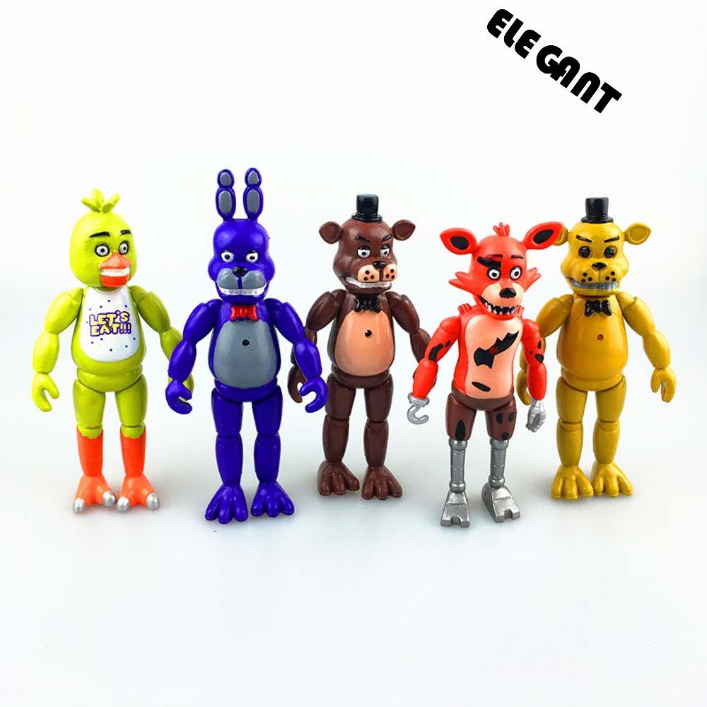 【 ELEGANT 】 Lima Malam Di Freddy's Lightening Toy Gift Mobil Dekorasi Figure Toy Bonnie Anime Peripheral Freddy Bear Model Koleksi