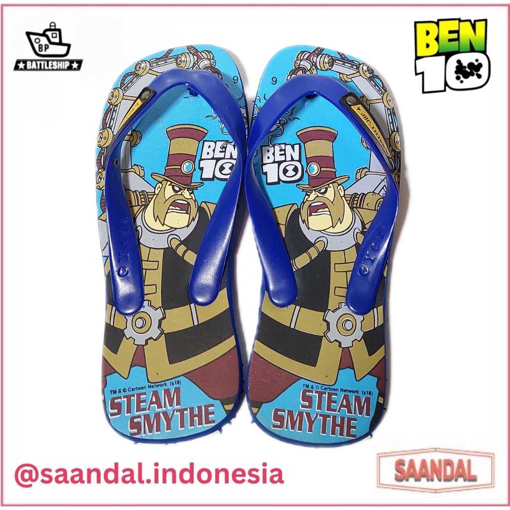 Sandal Jepit Anak Laki-laki Battleship Ben 10 Warna Terang (BISA SATUAN COD)