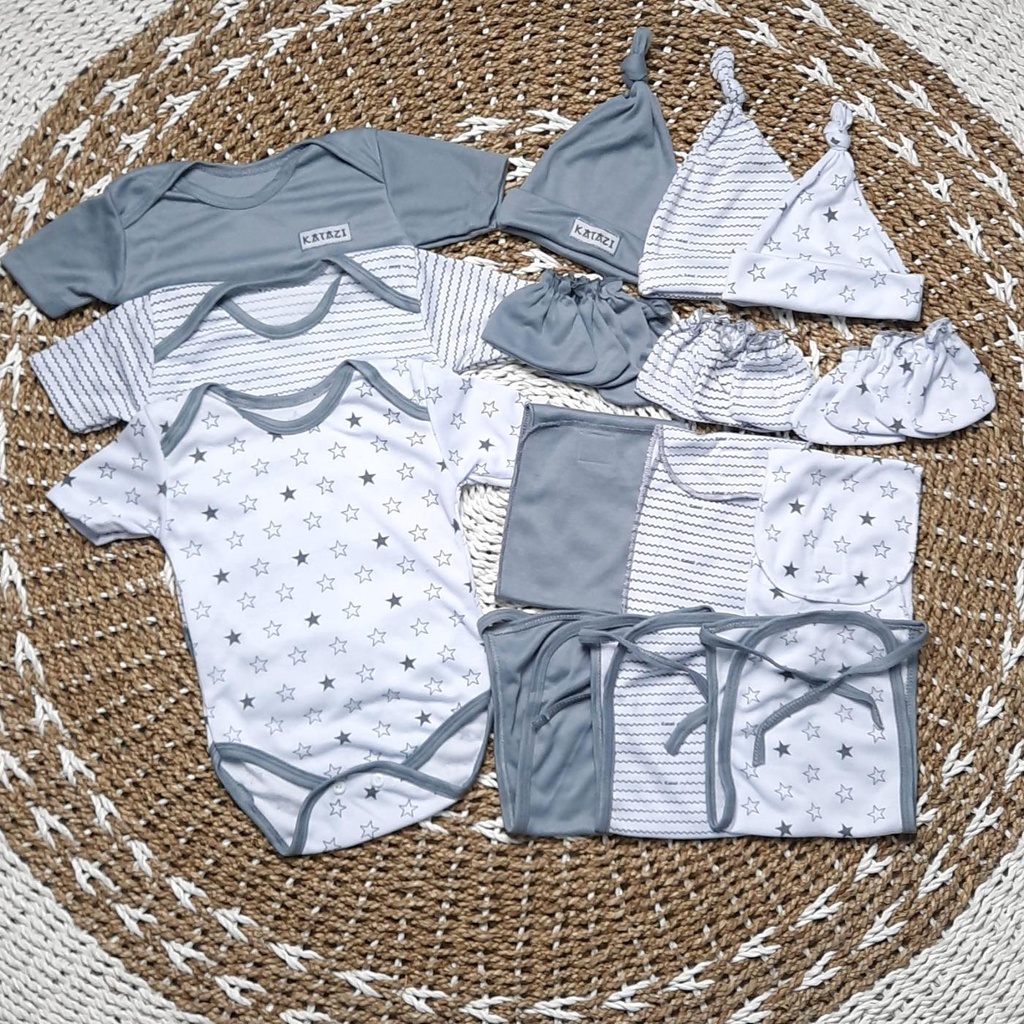 Jumper Set Baju Bayi Baru Lahir Laki-Laki Perempuan Umur 0 Sampai 3 Bulan Isi 15 Pcs