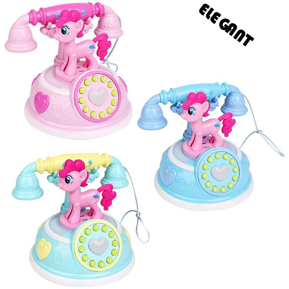 【 ELEGANT 】 Mainan Telepon Kuda Poni Untuk Anak Kartun Cerita Edukasi Dini|Mainan Telepon Anak Dengan Musik Suara Simulasi Cahaya Telepon Rumah