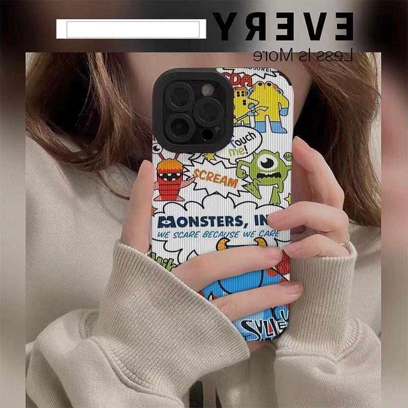 【Lamb Skin】SoftCase for IPhone 6S 7 Plus 8 Plus X XS XR XS Max 11 13 12 14 PRO Max 14 Plus 12 13 MINI Phone Case White Monster university Cartoon Cute Casing hp iPhone 13 Pro Max