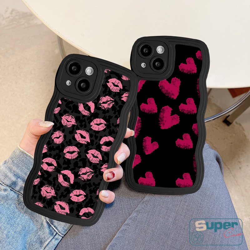 Casing Tepi Bergelombang Motif Bibir Graffiti Untuk Infinix Hot12 9 11 10 Play 10 Pro Note Hot 9 10 20 11s 20s 10s 12i 10Lite 812 Pro Smart5 4 6 Plus 12 G96 Art Love Heart Oil Soft Case Cat