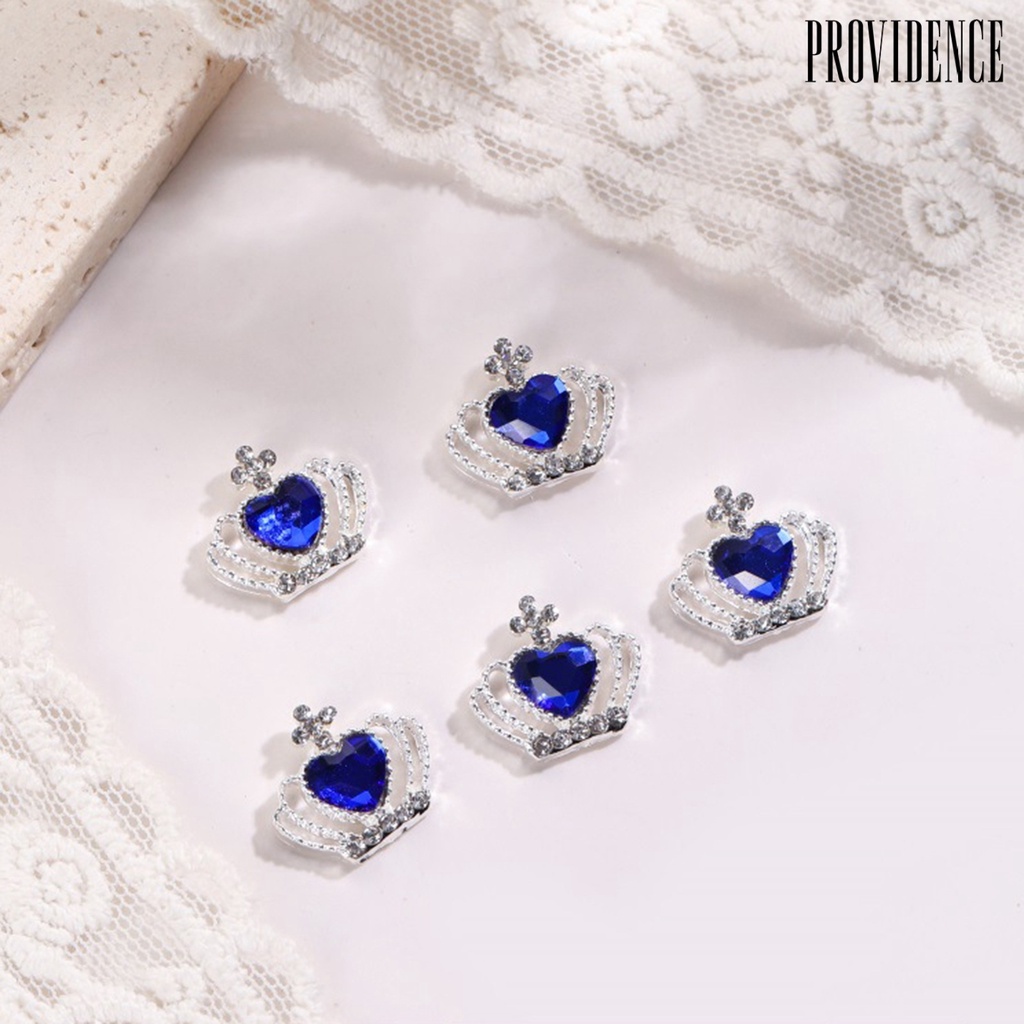 Providence 10 Pcs Shiny Love Heart Nail Rhinestone Multicolor Alloy Mahkota Kuku Charms Perhiasan Aksesoris