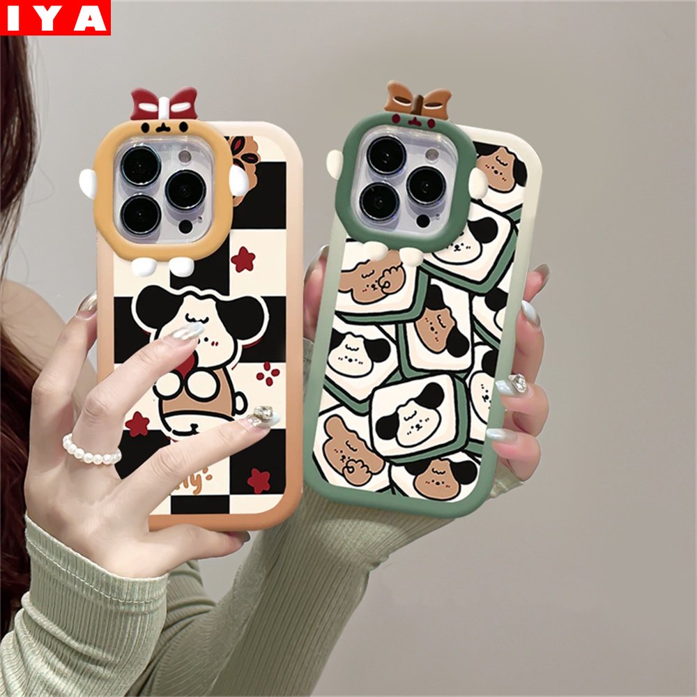 Case Redmi Note12 4G Poco C40 Note 12 Pro Note 11 Pro Note 11S 10C 10A 10 9 9C 9A 9T 9 Note10 5G 10s Note9 Note8 Poco X3 NFC M3 Kartun Lucu Checkerboard Puppy Phone Cover