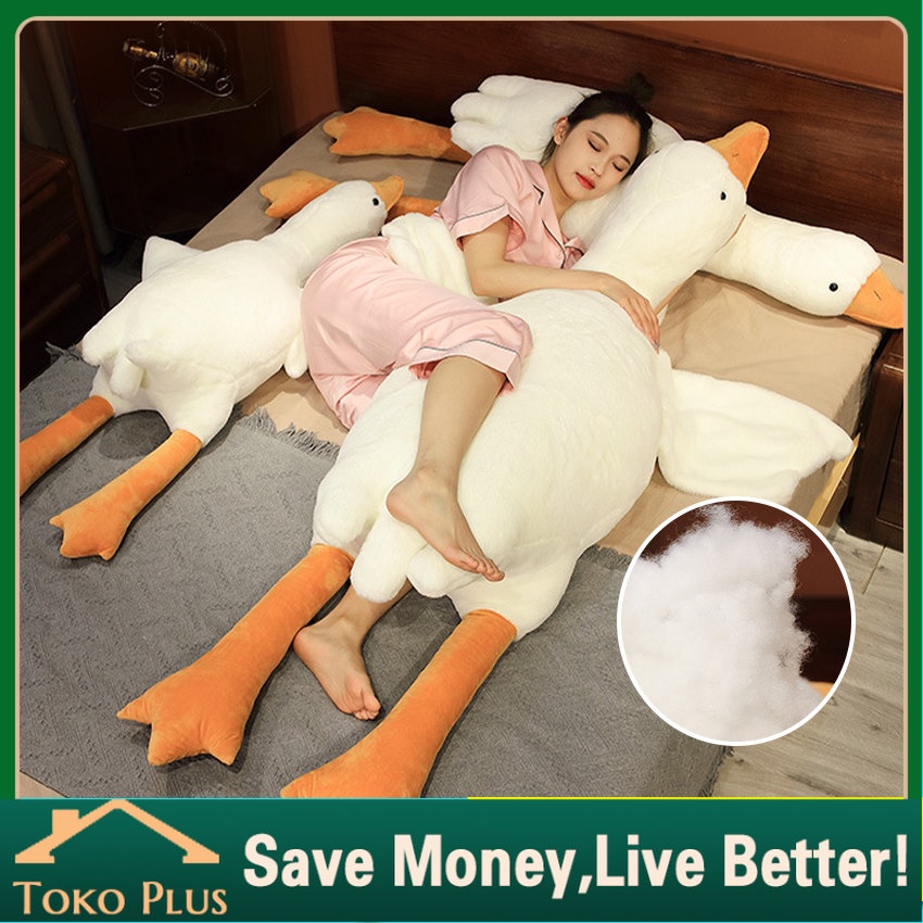 160Cm Boneka Stuffed Plush Angsa Bebek Besar Putih Angsa Lucu Raksasa Mainan Mewah Berbulu Bantal Tidur Hewan Lucumainan Kartun Besar Bebek Mewah Bantal Tidur Lembut Boneka Hadiah Ulang Tahun