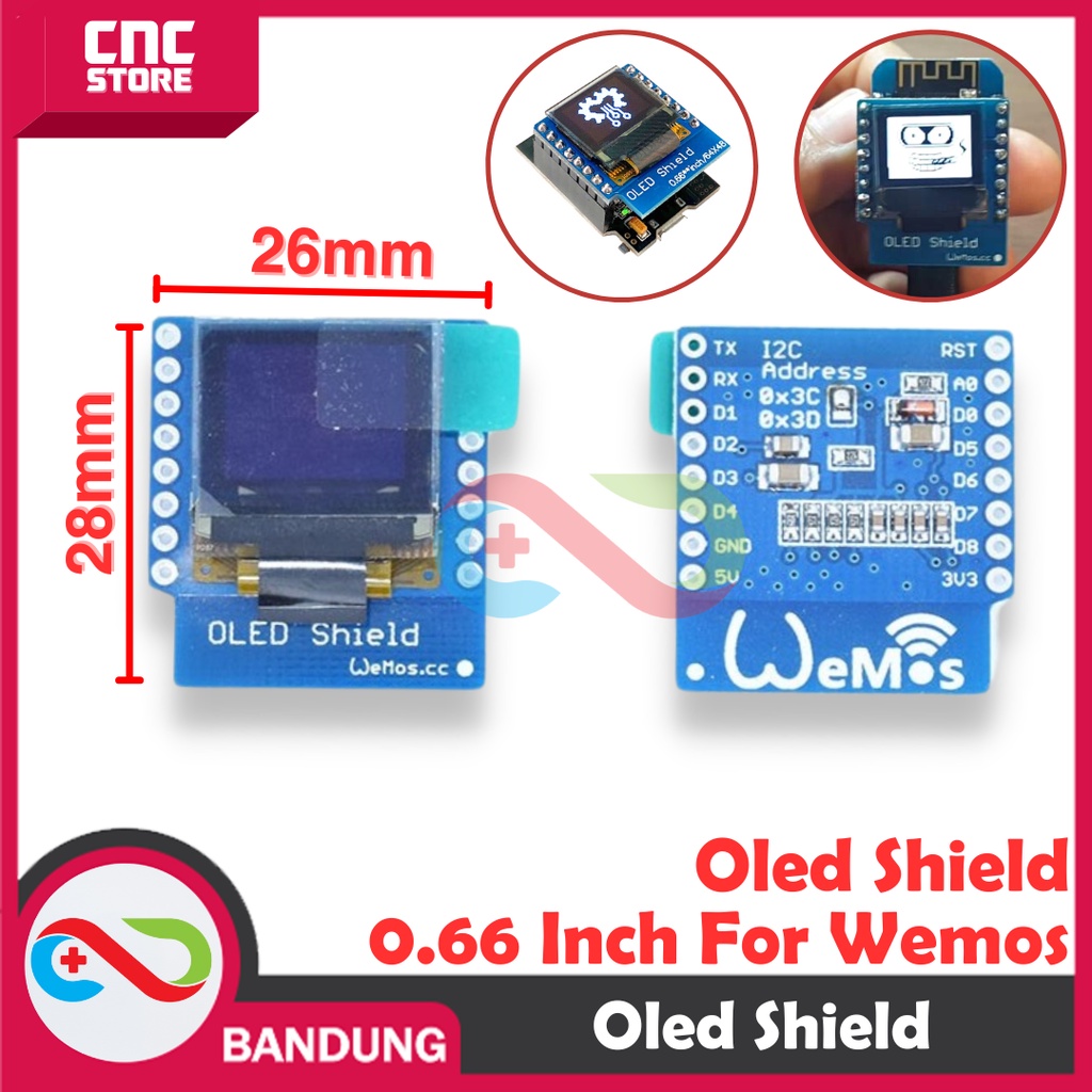 OLED SHIELD 0.66 INCH FOR WEMOS D1 MINI