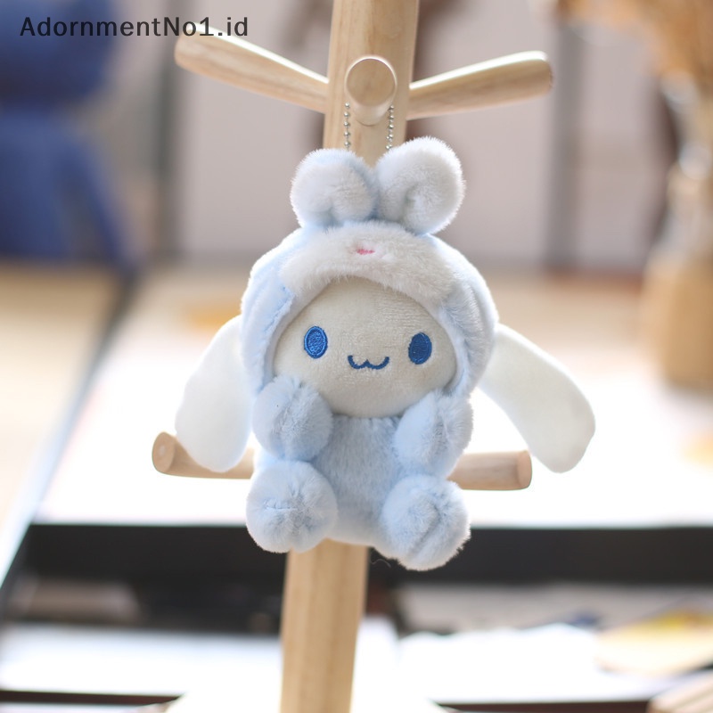 [AdornmentNo1] Sanrio Cinnamoroll Kuromi Melody Pachacco Pom Purin Kawaii kelinci boneka Plush Key Chain lucu berbulu boneka mainan ransel liontin