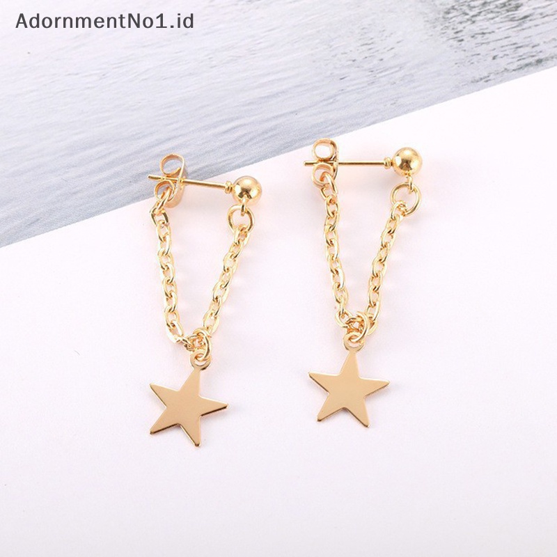 [AdornmentNo1] Punk kuba Link rantai Stud Earrings untuk Fashion wanita warna emas batu perhiasan hadiah anting tren