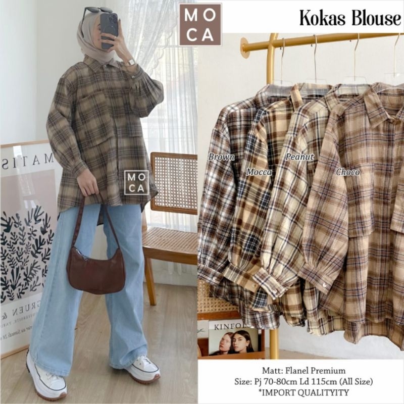 KOKAS BLOUSE ORI MOCA | Ld115 Flanel Premium