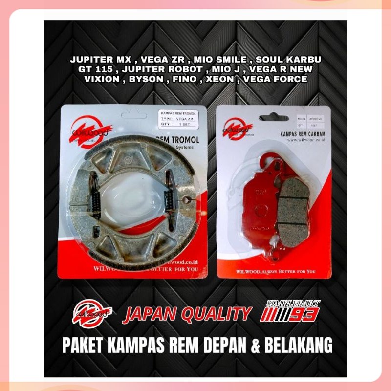 PAKET [ 1 SET ] KAMPAS REM CAKRAM DEPAN & BELAKANG [ WILWOOD ] 2 PCS / YAMAHA  - JUPITER MX , ZR , M