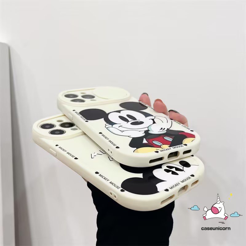 Cute Mickey Mouse Couple Phone Case Compatible for iPhone 7Plus 11 13 12 Pro Max 8Plus XR X XS Max Cartoon Disney Strawberry Bear Lotso Push Pull Window Camera Lens Protector Cover