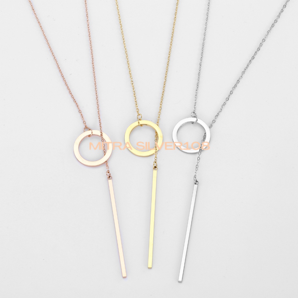 Kalung Rantai Panjang Wanita Fashion Korea Sederhana Simple Lingkaran Logam Paragraf Pendek Gaya Eropa Warna Gold Silver Necklace Aksesoris Impor NL 06