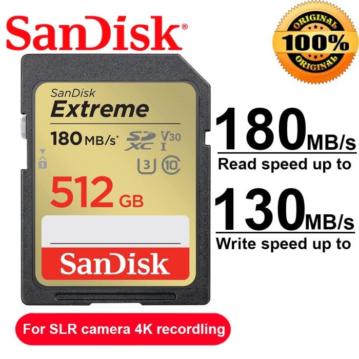 SanDisk Extreme SDXC / SD Card 512Gb 180MBps