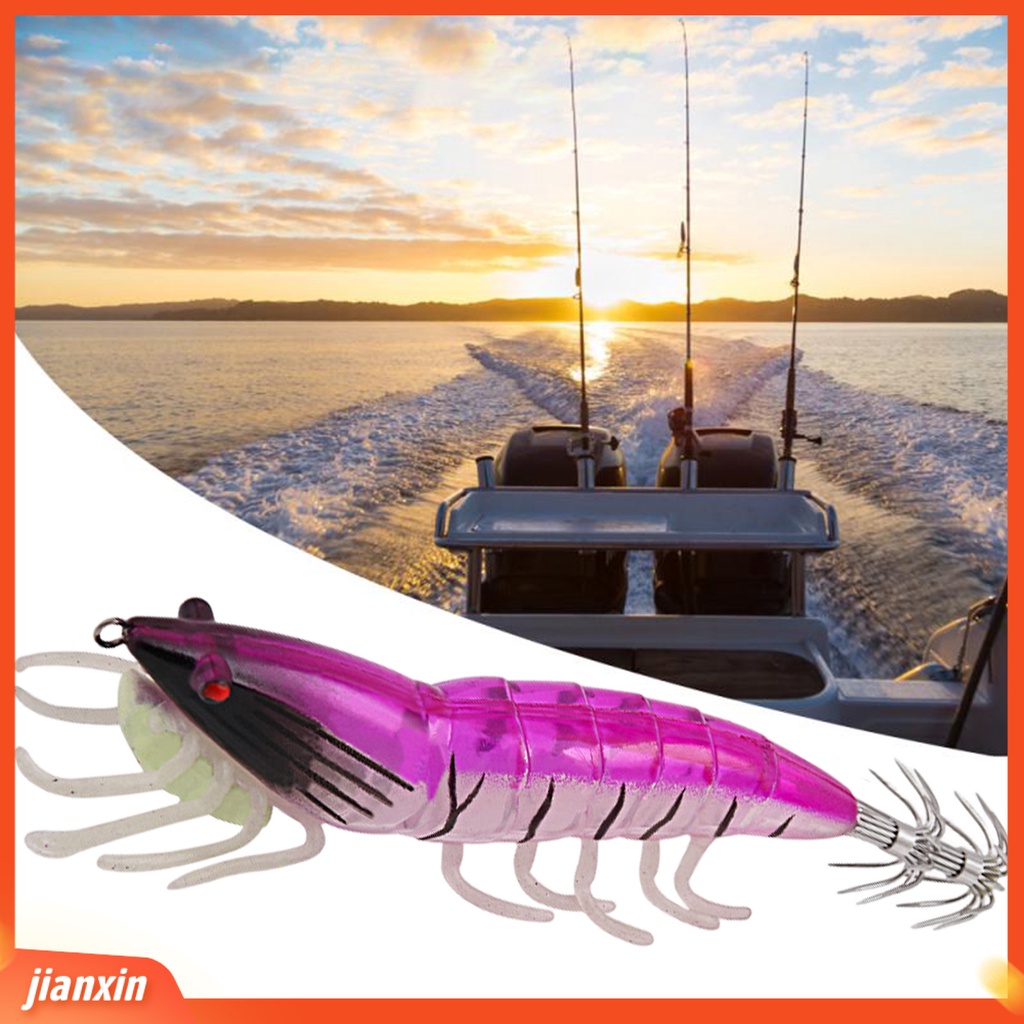 (In Stock) 11.7cm /20.5g Memancing Umpan Cumi Kait Simulasi Kulit Hidup Warna Terang Kaki Lembut Pengerjaan Halus Universal Bercahaya Udang Buatan Gurita Umpan Perlengkapan Memancing