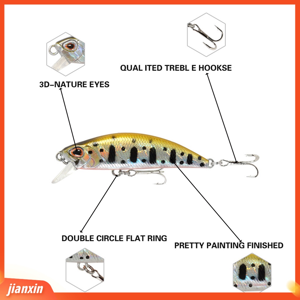 (In Stock) 5.5cm /5g Umpan Pancing Realistis Tajam Kait 3D Mata Tenggelam Berat Ikan Kecil Buatan Umpan Wobblers Crankbait Untuk Outdoor