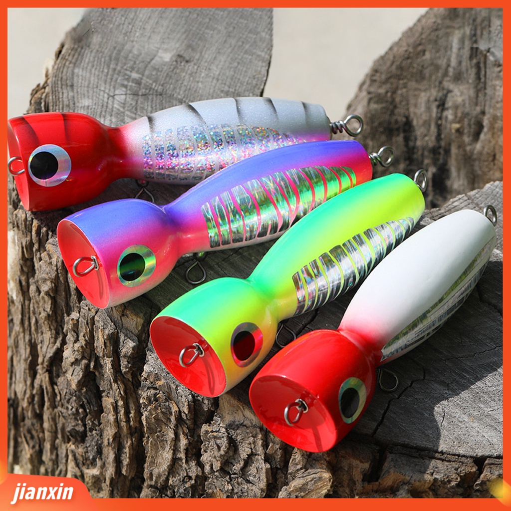 (In Stock) 17 cm /80g Oversize Mangkuk Mulut Warna-Warni Lukisan Lure Umpan 3D Mata Besar Laut Memancing Popper Kayu Umpan Palsu Perlengkapan Memancing