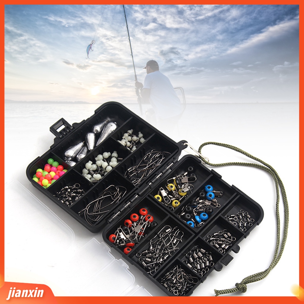 (In Stock) 176Pcs /Set Konektor Umpan Pancing Putar Engkol Kait Kacang Sinker Aksesori Untuk Angling