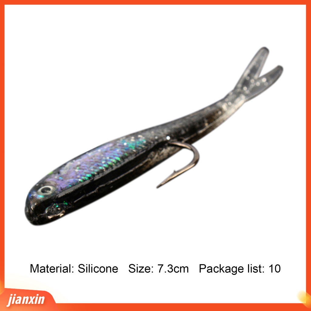 (In Stock) 10Pcs 73mm 5.45g Silikon Lembut Umpan Kait Tunggal Buatan Ikan Kecil Umpan Pancing Tackle