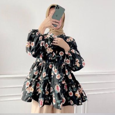 BEFAST - ZRD OOTD WANITA BLOUSE ANI / NALA BLOUSE / Atasan Wanita Lengan Panjang / Pakaian Casual Remaja ABG / Blouse Wanita Motif Bunga-Bunga / Pakaian  Casual Wanita / OOTD Wanita Daily Hijab Style