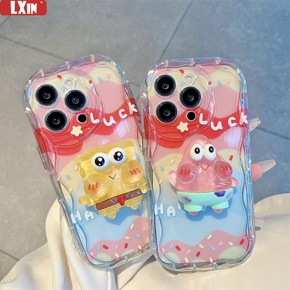 Oppo A17 A15 A57 A78 A58 Reno 8T A16K A54 A12 A5S A7 A94 A93 A3S A53 A31 A52 A74 A95 A96 A92 A37 A76 A36 5F A9 2020 Doodle Rainbow SpongeBob Wave Edge TPU Phone Case Cover