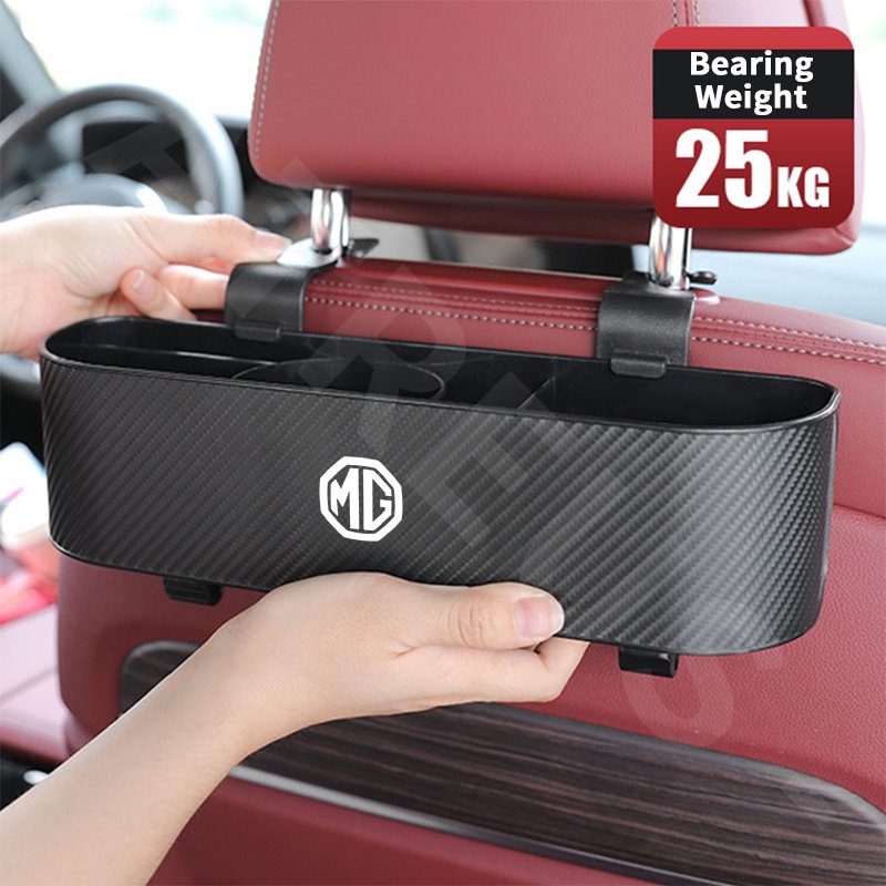 Mg Car Back Seat Organizer Car Seat Back Hook Kotak Penyimpanan Cup Holder Tekstur Serat Karbon Untuk MG HS ZS EP MG5 MG3 EV 4 5 6 Ep2023 Extender Mulan