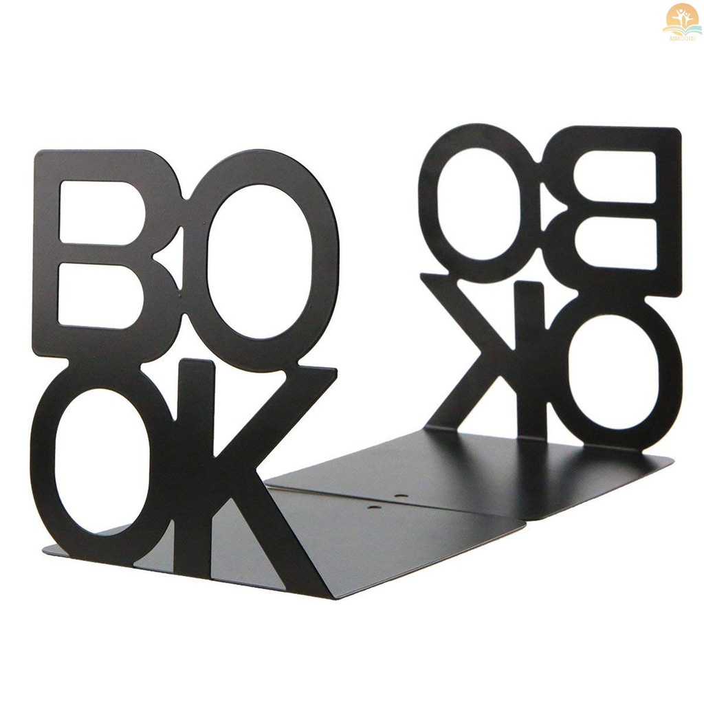 In Stock 1pasang Buku Huruf Rak Buku Besi Dekorasi Kantor Anti Slip Bookends
