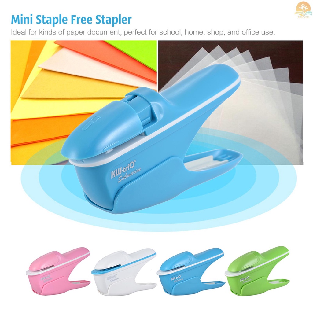 In Stock Hand-held Mini Safe Stapler Tanpa Staples Stapler Free Stapleless Kapasitas 7lembar Untuk Pengikat Kertas Bisnis Komersial Toko Sekolah Kantor