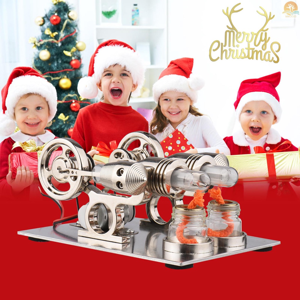 In Stock Stirling Engine Kit Dual Engine Generator Hot Air Model Motor Model Generator Fisik Dengan Desain Roda Gila Percobaan Sains Mainan Edukasi DIY Untuk Guru Dewasa Anak Sc