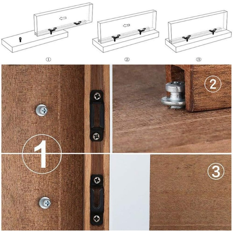 Konektor Lemari Invisible 2in1/Recessed Screw Fastener/Braket Furniture Rakitan Engsel Lemari Metal Woodworking/Pengikat Sekrup Invisible Lemari Kabinet Rumah/