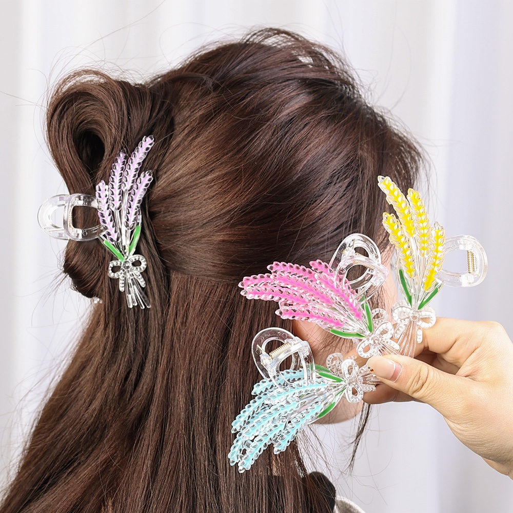 Populer Hiu Klip Untuk Wanita Gadis Fashion Hiasan Kepala Ponytail Holder Vintage Warna-Warni Besar Gandum Telinga Rambut Cakar Korea INS Gaya Aksesoris Rambut Temperamen Elegan Jepit