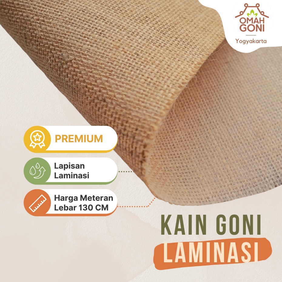 Laminated Burlap Fabric METERAN - Bahan Goni Laminasi Untuk Bahan Totebag - Kain Goni Baru Lembaran