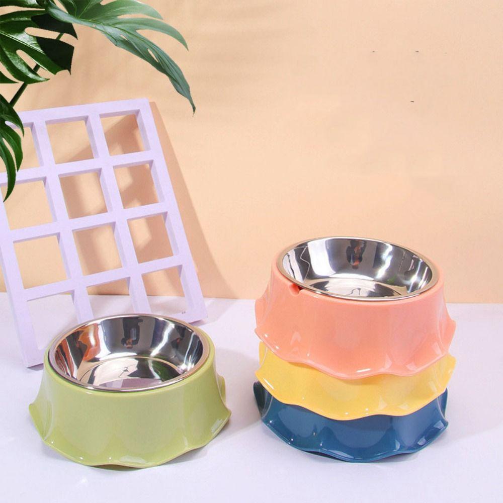 Tidak Karat Non-slip Mangkuk Makanan Kucing, Tidak Licin Anti Karat Mangkuk Makanan Kucing, Piring Minum Hewan Peliharaan Stainless Steel Warna-Warni Melindungi Leher Cervical Puppy Mangkuk Minum Indoor