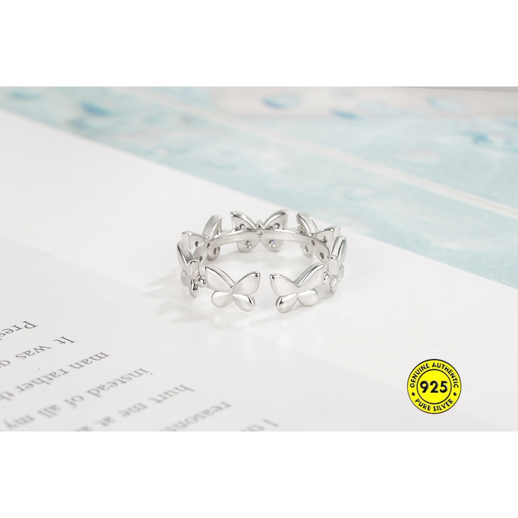 Cincin Multi-Butterfly Berlian Penuh Temperamen Masuk Lux Open Ring Untuk Wanita U1523