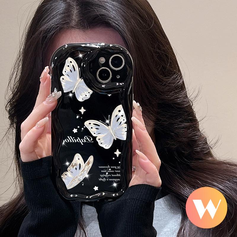 Case Bunga Seni Lukisan Minyak Untuk Infinix Hot11 10 9 12 8 30 20 Bermain Cerdas 6 7 5 6Plus Panas 10Lite 8 9 30i Note12 G96 3D Wavy Curved Edge INS Korean Fantasy Glitter Butterfly Case