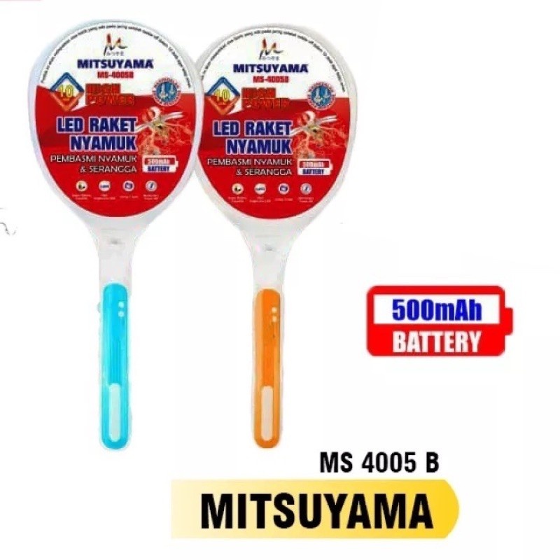 Raket Nyamuk LED Mitsuyama MS 4005B / MS-4005B Alat Pembasmi Nyamuk Rechargeable MS 4005B