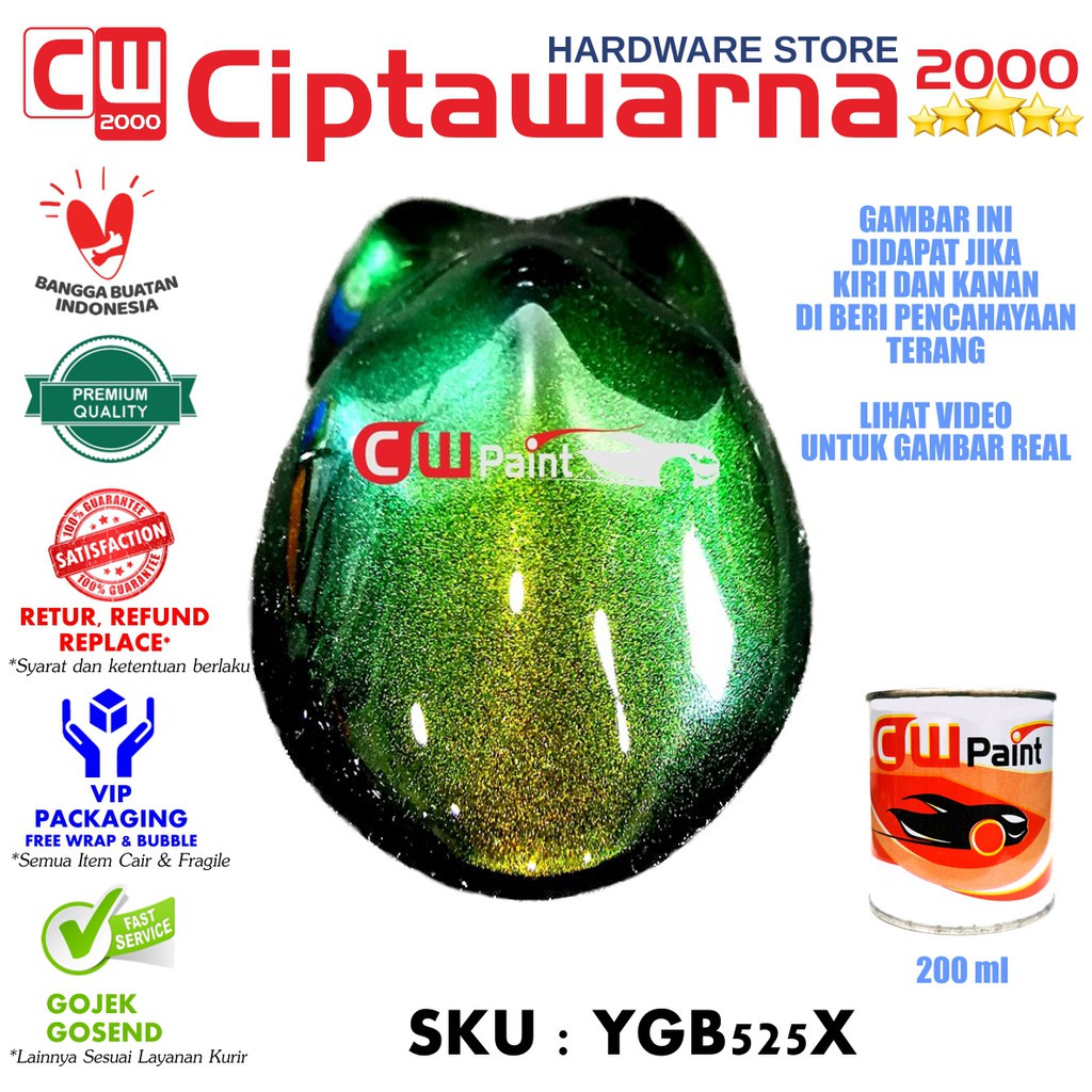CwPaint Cat PU Bunglon Xiralic 200gr Yellow Green Blue YGB525 - CWK