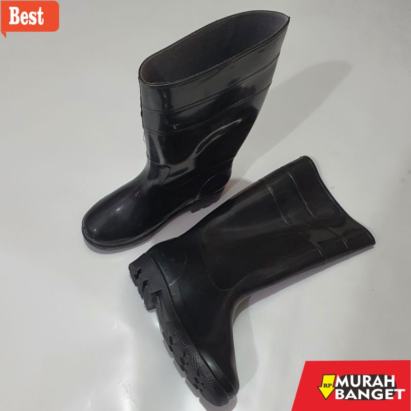 Boot pria terbaru- sepatu boots hitam / sepatu proyek kerja / sepatu petani