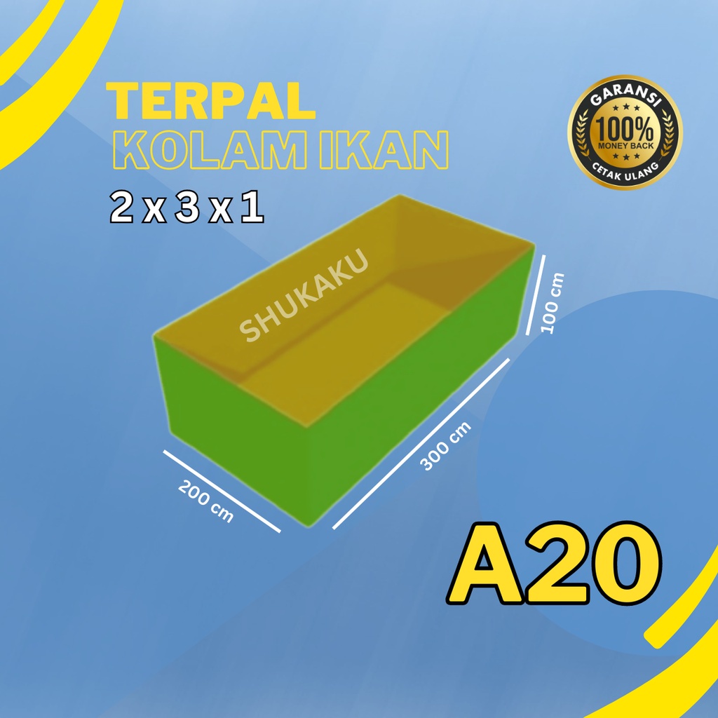 Terpal Kolam Ikan 2x3x1 / 200x300x100 Kolam Terpal A20 Kotak