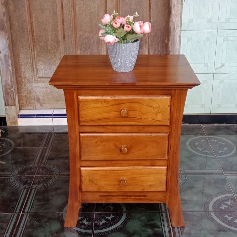 Nakas Meja Kamar Tidur Kayu Jati Laci3