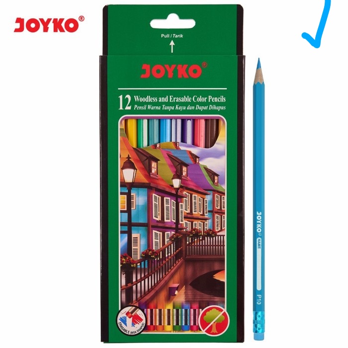 

pensil 12 warna panjang dapat dihapus set penghapus -