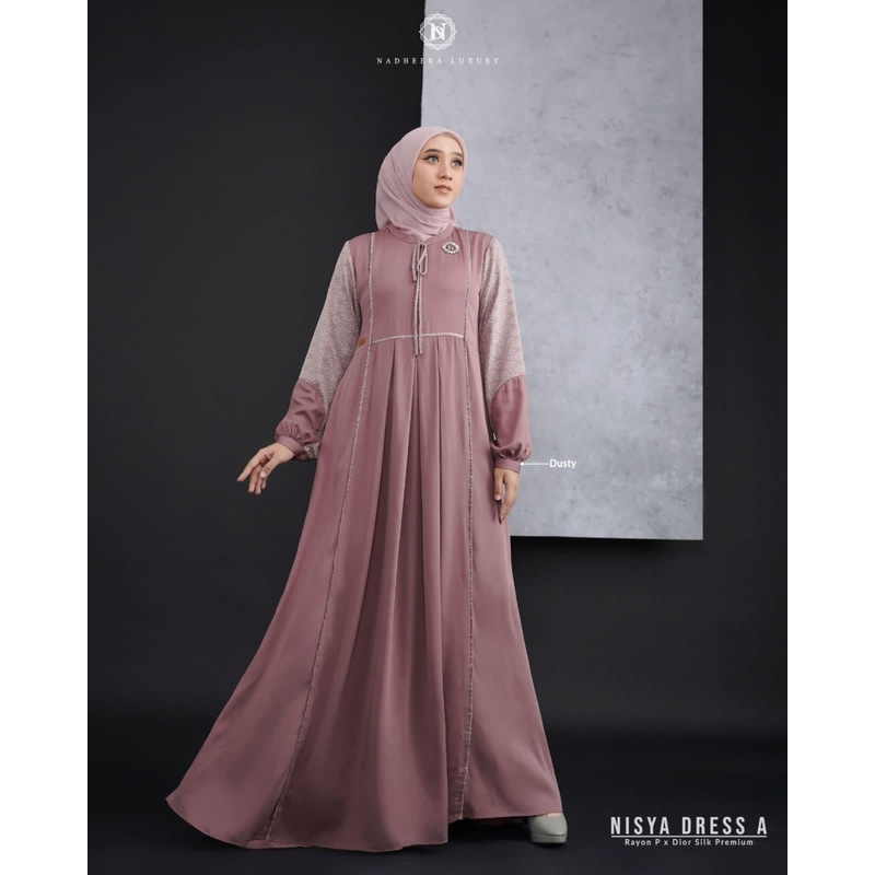 PROMO // NISYA DRESS A NADHEERA LUXURY // BAJU GAMIS LEBARAN TERBARU // GAMIS HITAM // GAMIS KONDANG