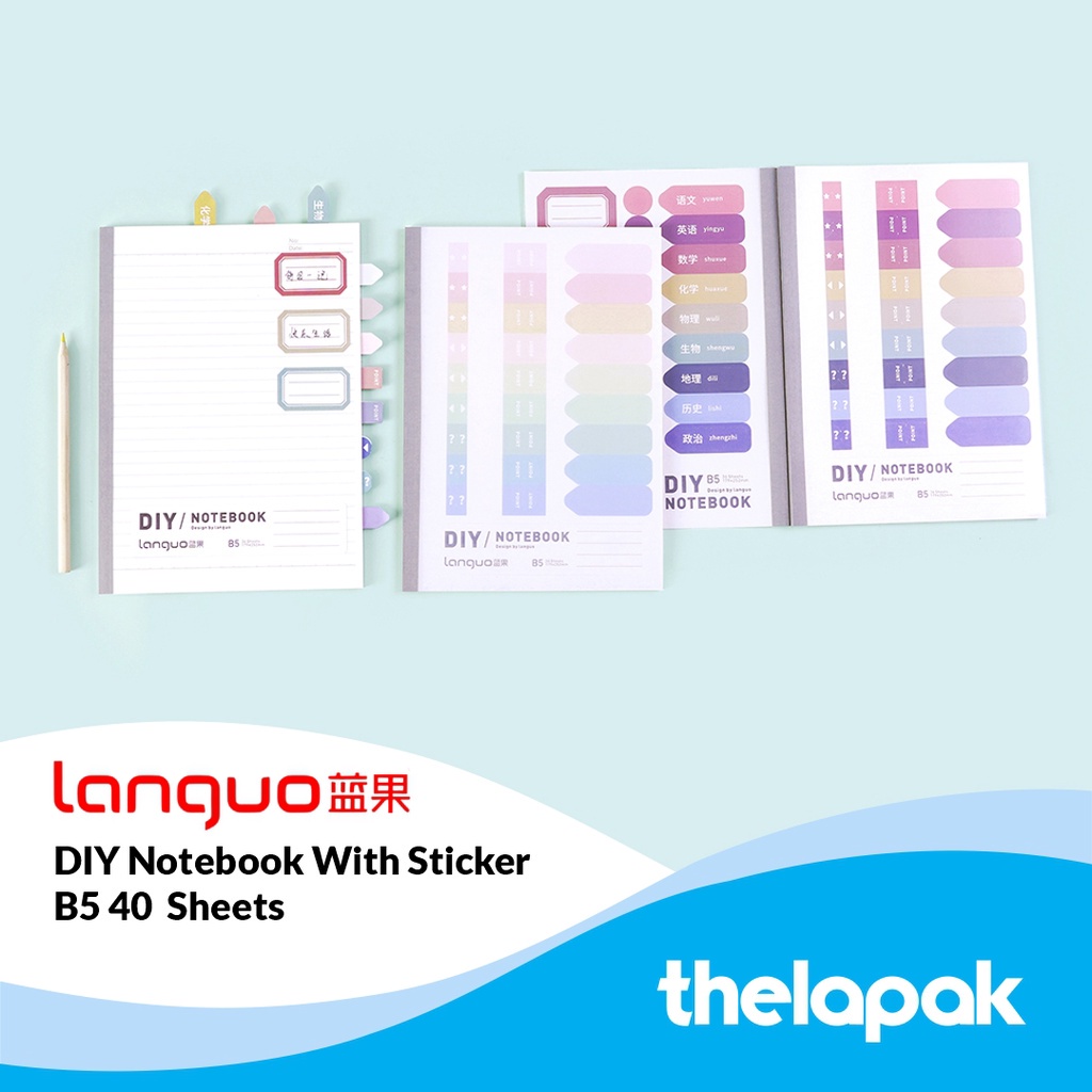 

Buku Tulis B5 DIY Languo 40 Sheets Notebook with Stickers