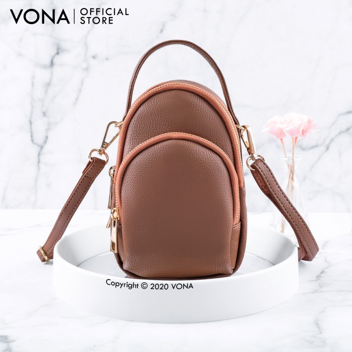 VONA Tas Selempang Wanita Sling Bag / Tas Kecil Wanita - COLETTE - Caramel