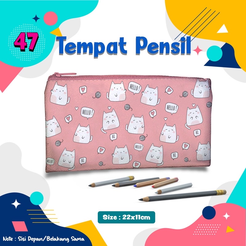 

produk baru Pencil Case Hello Cat Cute 047 Tempat pensil Kotak Penyimpanan Pouch Dompet Custom Souvenir Ultah