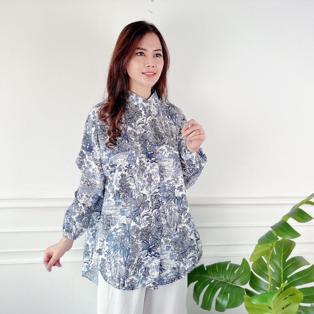 CASHA - ZSO HEM RISE OOTD WANITA / Kemeja Tunik Oversize Ibuki / OOTD Kemeja Tunik Lengan Panjang Mo